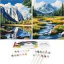 Jethami 2 Pack Yosemite National Park Paint by Numbers Kit for Adults Easy, Natural Landscape Wander Painting National Parks at Home Canvas Painting Art kit for Beginner Seniors 16x20 in
