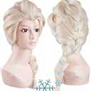 ANOGOL Wig Cap+6 Hairpins+ White Blonde Princess Pigtail Wig Long Blonde Braided Ponytail for Women Cosplay Long Princess Braids Platinum Cosplay Wigs Synthetic Queen Snow Pigtail Party Halloween