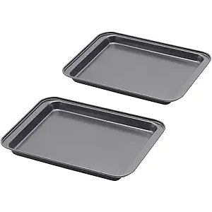 Little Small Baking Sheets Nonstick Set of 2 (9.5inch X 7.1inch)  SS&CC 8 Inch Nonstick Baking Toaster Oven Tray Cookie Sheets, 1 or 2 Person Household