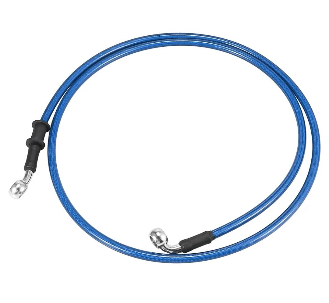 Motoforti Universal 140cm 55.12" Motorcycle Brake Clutch Oil Hose Line Pipe Hydraulic Reinforced Stainless Steel Braided Blue