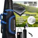 Golf Travel Bag - Golf Travel Bag with Wheels & ABS Hard Case Top for Airlines with Password Lock - Waterproof Lightweight Foldable Hard Shell Golf Club Protector - Hard Case Golf Travel Bag (Blue)