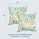 LVTXIII 2 Pack Outdoor Pillow Covers ONLY 18x18 Inch, Water-Repellent Square Decorative Cushion Covers for Patio Furniture, Garden, Sofa, Flower Blue
