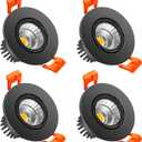 LightingWill 2inch LED Dimmable Downlight, 3W COB Recessed Ceiling Light, Ultra Warm White 2700K, CRI80, 25W Halogen Bulbs Equivalent, Black (4Pack)