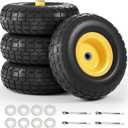 UPGRADED4.10/3.50-4 Tire and Wheel Flat Free, 10" Air Less Tires Wheels with 5/8" Center Bearings, 4.10/3.50/4 tires for Hand Truck/Trolley/Garden Utility Wagon Cart/Wheelbarrow/Generator, 4 Pack, 101