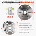 4WD/AWD Front Wheel Hub Bearing Assembly for Chevy Silverado Avalanche 1500 Express, Tahoe Suburban, for GMC Sierra for Cadillac Escalade 99-07 6Lugs W/ABS Replaces 515036 1pc