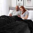 Sherpa Throw Blanket Super Soft Reversible Ultra Luxurious Plush Blanket, 90 x 90 inches, Black/Black, Queen