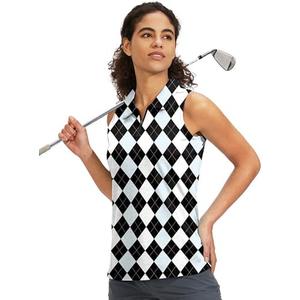 Viodia Women's Sleeveless Golf Shirt with Zip Up Tennis Quick Dry Tank Tops Polo Shirts for Women Golf Apparel Clothes, XS