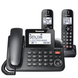 Panasonic Corded Phone/Cordless Phone with Answering Machine, Advanced Call Block and 2Way Recording, 2 Handsets Expandable up to 6 Cordless Handsets  KXTGF852B (Black)