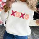 MARZXIN Women 2026 Casual Holiday Love Sweaters Round Neck XOXO Sweater St Patrick Tops Merry Christmas Heart Sweatshirt (White, M)