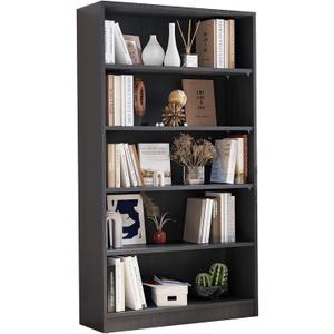 Bookcase Adjustable Storage Shelves,5-Tier Modern Wood Bookcase for Bedroom,60-Inch Bookshelf, Office, Living Room & Library(Grey)