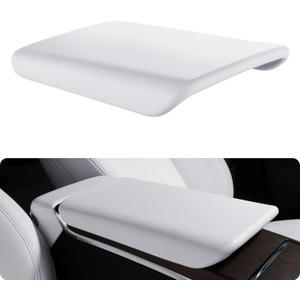 BASENOR Upgraded Tesla Model S Model X Center Console Cover Non-Slip TPE Armrest Cover [No Logo] Protector Armrest [Proprietary Design] 2021-2026 Tesla Interior Accessories White