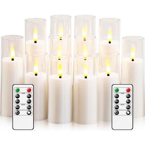 Small Flickering Flameless Candles - Battery Operated LED Fake Candles, Pack of 12 (D1.57 x H4 5" 6") for Holiday Decor, Home, Weddings (White) Small Flickering Flameless Candles - Battery Operated LED Fake Candles, Pack of 12 (D1.57 x H4 5" 6") for Holiday Decor, Home, Weddings (White)