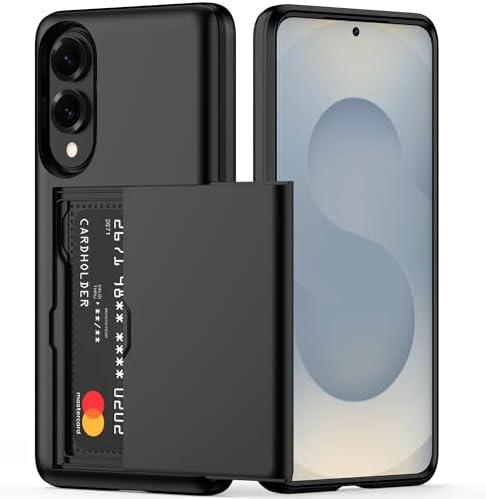 Nvollnoe for Samsung Galaxy S25 Edge Case with Card Holder Dual Layer Heavy Duty Protective Case Hidden Card Slot Slim Wallet Cover for Samsung S25 Edge 6.7''(Black) 4Pcs