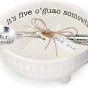 Mud Pie 4851076 Guacamole Serving Dish Set, White, 3" Height x 6" Diameter; 6" Lenght