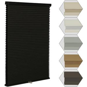 MYshade Cordless Blackout Window Blinds & Shades Pull Down Room Darkening Window Shades Light Blocking Honeycomb Cellular Shade for Indoor Windows Easy to Install 34.5 inch Wide, H72 Black Blinds (Color-coordinated Black)