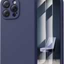 Magnetic for iPhone 15 Pro Case, Compatible with MagSafe, with 9H Nano Screen Protectors, Full Camera Protection, Silicone Shockproof Microfiber Lining Phone Case 6.1", Navy Blue