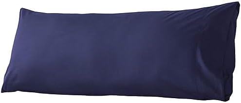 WhatsBedding Body Pillow Cover Cotton Fabric, Long Pillowcase Breathable & Skin-Friendly, Envelope Closure - Navy Blue (20x54 inch)