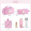 YOOLIFE Personalized Gifts for Women Teen Girls - Initial Makeup Bag Make Up Bag | 8 9 10 11 12 13 14 15 Year Old Girl Birthday Gift | Friend Birthday Bridesmaid Wedding Gift for Women Mom Pink L