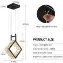Kitchen Island Mini Light Fixture Modern Led Crystal Pendant Light Black Square Chandelier for Dining Room Living Room Kitchen Bedroom Bar1-Pack