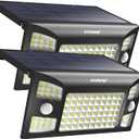 intelamp 2 Pack 4000mAh Solar Lights Outdoor Waterproof, 1300LM Solar Flood Lights Outdoor Motion Sensor Adjustable 3 Mode Wall Lights for Patio, Garage, Porch