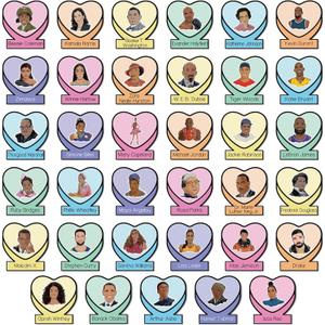 35 Pieces Black History Month Bulletin Board Decorations Valentine's Day Classroom Decor African American February Famous People Heart Cutouts Name Tags Labels for School Classroom Office Library