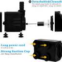 PULACO 160GPH Small Fountain Pump, Ultra Quiet Submersible Water Pump (600L/H, 10Watt) with 3.3 ft Tubing for Aquariums, Pond Fountain, Water Feature, Indoor Fountains
