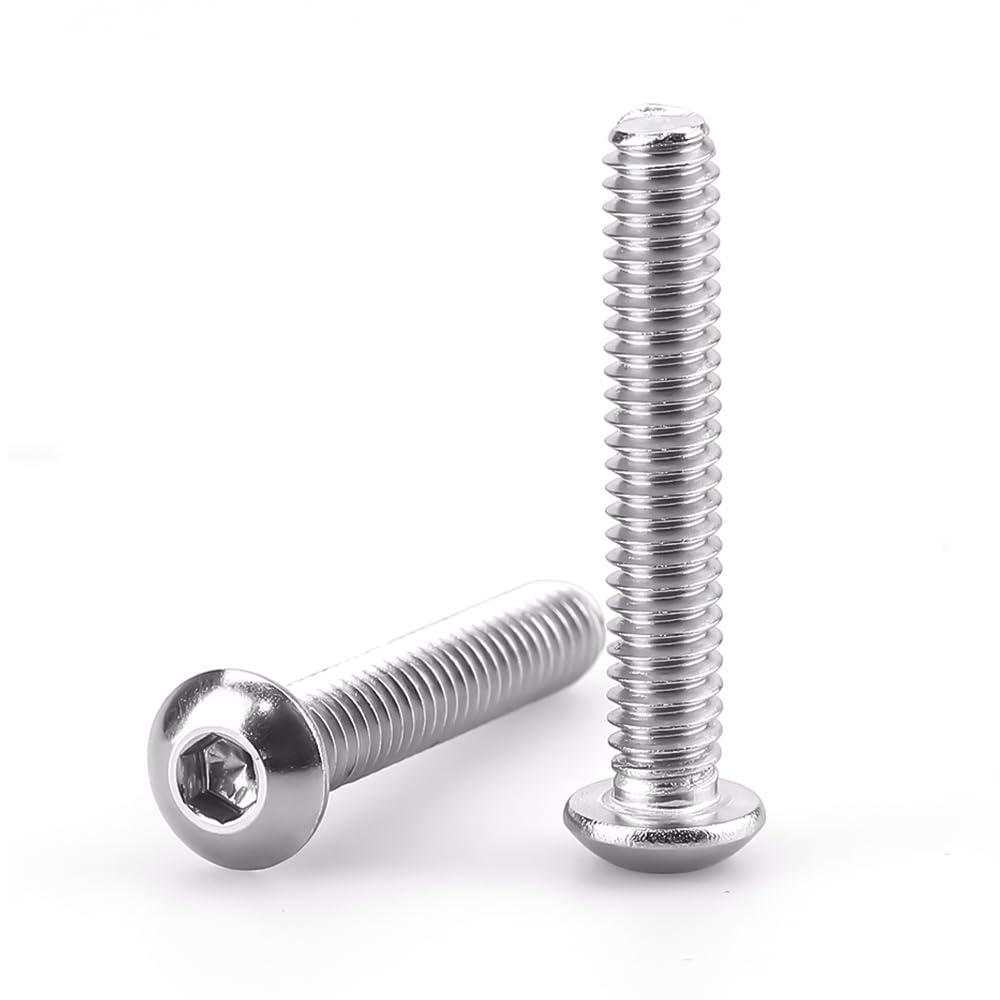 3/8-16 x 1-3/4" Button Head Socket Cap Bolts Screws, 304 Stainless Steel 18-8, Full Thread, Coarse Thread UNC, Allen Hex Drive, 10 PCS