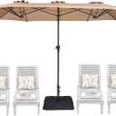 SUPERJARE 13FT Outdoor Patio Umbrella with Base Included, Double Sided Pool Umbrellas with Fade Resistant Canopy, Large Table Umbrella for Deck, Market, Backyard - Beige, 3509ZT