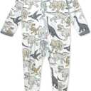 HonestBaby Baby-girls Sleep and Play Footed Pajamas One-piece Sleeper Jumpsuit Zip-front Pjs Organic Cotton for Baby Girls, Unisex, 3-6 Months