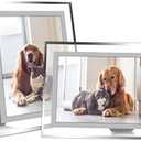 Vienrose 5x7 Picture Frame Set of 2, Clear Glass Photo Frames with Silver Edge, Horizontal or Vertical Display for Tabletop, Desk, Home, Office Decoration