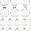 11 PCS Clear Fillable Discs, 3.15 Inch Gold Cap Clear Plastic Flat Ornaments, Clear Plastic Fillable Ornament Ball for DIY Craft Projects, Wedding, Christmas, Party