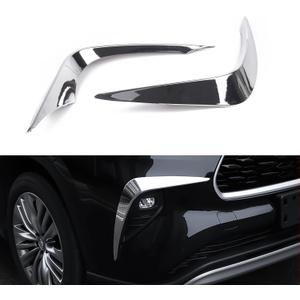 x xotic tech Front Fog Light Cover Trim Eyebrow Spoiler Molding Compatible with Toyota Highlander 2020 2021 2022 2023 2024 2025 Chrome Silver ABS Car Decoration Exterior Accessories, 2Pcs/Set
