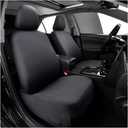 Ohleats 2 PCS Car Front Seat Cover, Solid Color Elastic Fabric Full Wrap Auto Front Seat Protect for Most Vehicles, Dust Proof Washable Split Automotive Seat Cover, Car Accessories (Black)