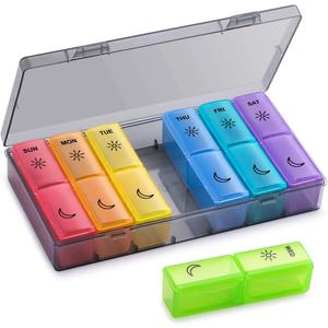 BUG HULL Pill Organizer 2 Times a Day, Large Weekly Pill Box AM PM, 7 Day Pill Case, Day and Night Vitamin Containers for Vitamins, Pill Holder for Supplements