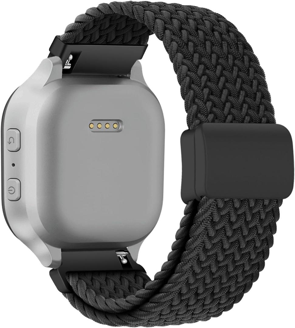 SimpleThings Braided Band Compatible with Gabb Watch 3e 3 2 1, Solo Loop Stretchy Watch Bands with Adjustable Easy Buckle for Kids Boys Girls (Black)