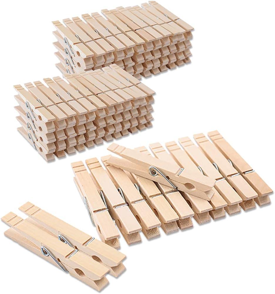 Clothes Pins Wood for Hanging Clothes,3.5 Inch 100pcs Heavy Duty Wooden Clothespins, Clothes Pins for Craft, Wooden Clips for Pictures. | Rust Resistant
