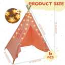 Teepee Tent for Kids,with String Lights,6 Pack(Pink), 47x55 inches