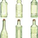 Assorted Green Glass Bottles with Corks, 6 Pack, 2.5in X 9in, 16oz
