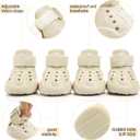 Dog Shoes, Dog Sandals for Hot Pavement, Non-Slip Waterproof Dog Booties for Winter Snowy Day and Summer, Adjustable Straps Easy-Clean Beach Outdoor Pet Boots Rugged Sole-4Pcs Beige, Size 5:（2.36''x1.89'')(L*W)