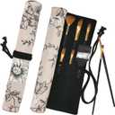 Funny live Paint Brush Holder Art Supplies, Artist Brush Holder & Art Supply Storage Organizer Roll-Up Case Bag, Protect Acrylic Oil Watercolor Paintbrushes (Peony-20 Slot Pockets)