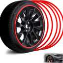 Car Wheel Rim Protectors Guard, 19" Automotive Wheel Anti-Scratch Protector, with Aluminium Alloy Material, Strips for Curb Rash Prevention, Set of 4 Wheel Accessories Suitable for Cars,Trucks, Tesla (RED)