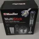 Mueller Multistick 800W 4-in-1 Immersion Blender Handheld, 12 Speed Hand Mixer - Turbo Boost, Heaviest Duty Copper Motor, Titanium Blades Hand Blender, Milk Frother Wand, Whisk, Beaker, Chopper, Grey