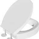 SAMODRA Raised Toilet Seat Riser Round, White, 3 Inch High Elevated Toilet Seat for Seniors, Soft Close, Easy Install & Clean (Round)