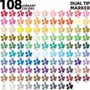 TBC The Best Crafts 108 Colors Dual Tip Acrylic Paint Markers, Double Zipper Design Topgrade Canvas Bag, Waterproof, Non-Toxic, Odorless, Suitable for Paper, Pottery, Stones, Glass, Outdoor Painting