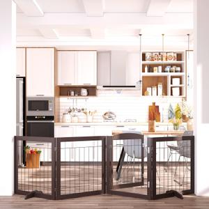 Vantas Tall Dog Gate Indoor with Door, Freestanding, Foldable, 96" x 30"