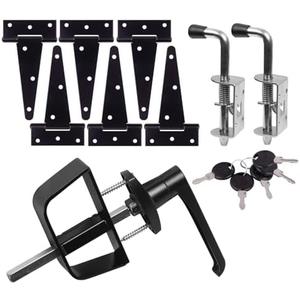 GEDSIOLD Shed Door Hardware - Complete with Hinges, Latches, and L-Handle Lock - Includes Window and Door/Window Hinge Set, for Gates, playrooms