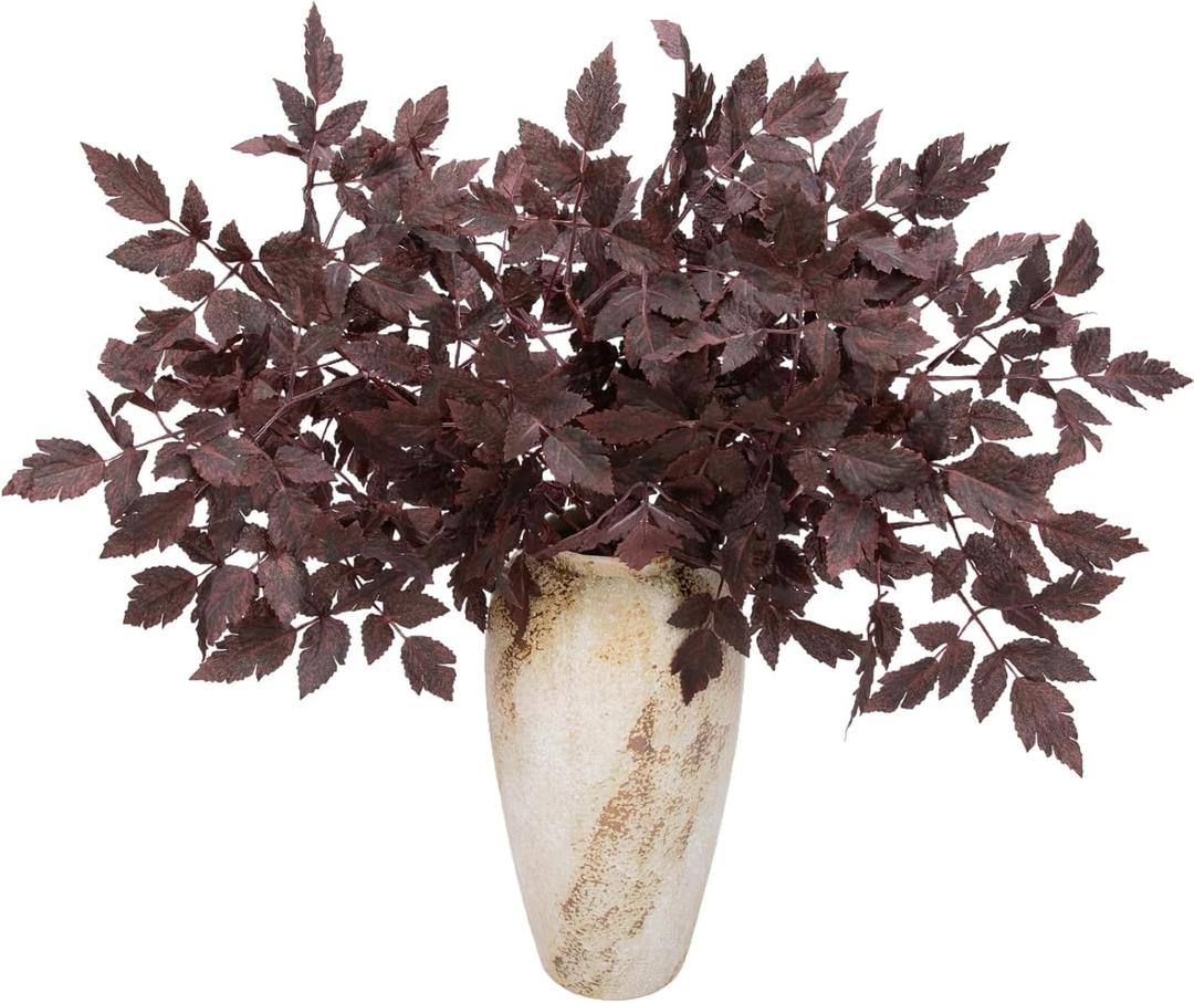 6 Pcs 21" Cimicifuga Plant Leaves Spray Fall Floral Stems Faux Plum cimicifuga Foliage Branch for Home Vase Autumn Decor Flowers Arrangement Table Wedding Garden Farmhouse