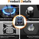 Gas Stove 2 Burner, Propane Cooktop 12 Inch, Built-in Gas Cooktop Black Tempered Glass Stove Top with Thermocouple Protection, LPG/NG Dual Fuel Hob for Apartment, Kitchen, RV