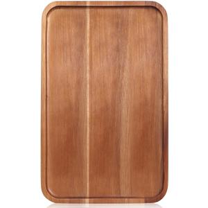 Large Wooden Serving Trays Long Party Charcuterie Boards Acacia Wood Platters Serving Cheese Board Rectangular Appetizer Snack Plates Rectangle Kitchen Dinner Platter for Food Dish Cake Dessert Tray (16" x 10" x 0.8")