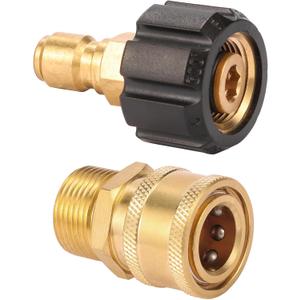 Pressure Washer Quick Connect Fittings, Quick Connect Kit M22 14mm to 3/8 Inch, 2 Pieces (1 Set)